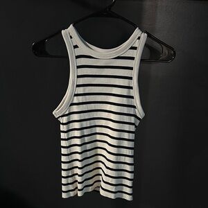 H&M black & cream white striped racerback tank top
